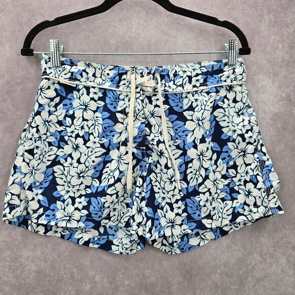 Skyo Blue White Floral Mini Board Pants Shorts Bottom Swimwear 7 - Picture 1 of 6